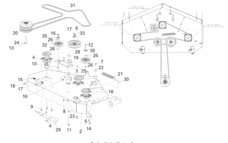 Deck Diagram and Parts List for Z-FORCESZ48KH (17RSDGHB010)(2018) Cub Cadet Lawn Tractor